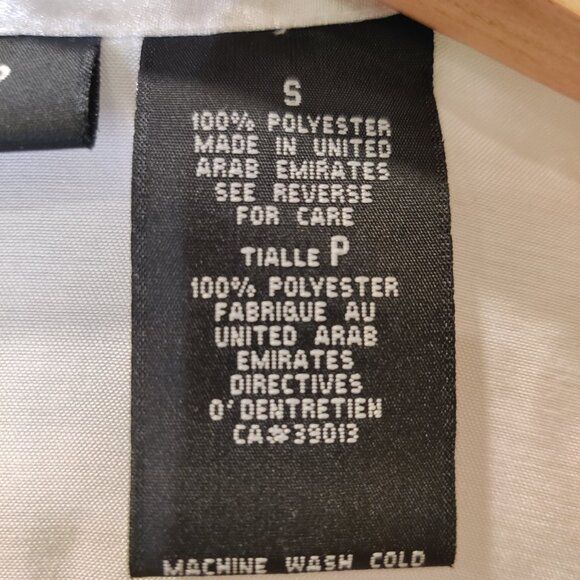 Pearly White Sheen Long Sleeve Collared Elite Club Button-Up Blouse Small - Picture 5 of 5